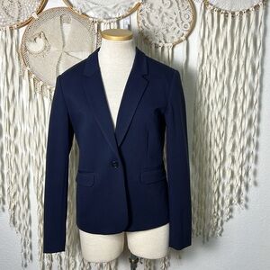 Rosemunde Navy Single Button Poly Knit Blend Size 6